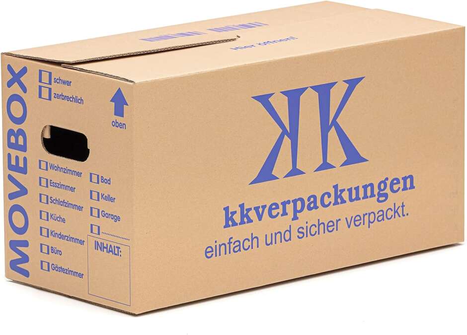 Umzugspaket 2-3 Zimmer Wohnung | Umzugsset 50 Umzugskartons 2-wellig + 2kg Packseide + 2x 0,5x5m Luftpolsterfolie + 1x 50x66lfm Klebeband Braun + 4 Umzugsdecken 130x200cm – Bild 8