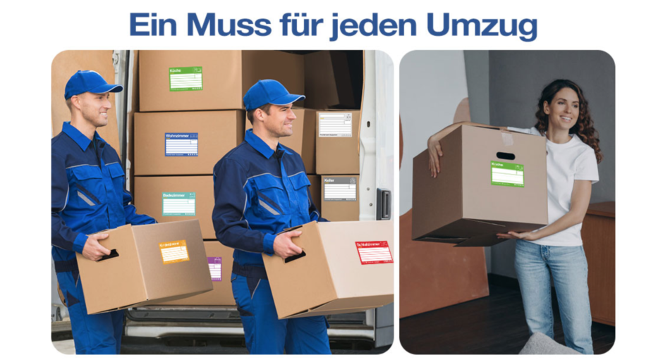 Umzugsetiketten 15 x 10cm, Umzugsaufkleber zum Beschriften von Umzugskartons, 8 Farben Aufkleber Bunte Etiketten Selbstklebend Sticker für Übersicht beim Umzug – Bild 2