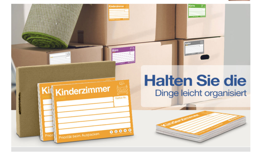 Umzugsetiketten 15 x 10cm, Umzugsaufkleber zum Beschriften von Umzugskartons, 8 Farben Aufkleber Bunte Etiketten Selbstklebend Sticker für Übersicht beim Umzug